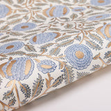 Block Printed Wrapping Paper Sheets-Marigold Glitz BlueStone - Chobham Flowers #