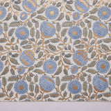 Block Printed Wrapping Paper Sheets-Marigold Glitz BlueStone - Chobham Flowers #
