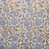 Block Printed Wrapping Paper Sheets-Marigold Glitz BlueStone - Chobham Flowers #