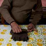 Block Printed Wrapping Paper Sheets -Marigold Glitz Sunshine - Chobham Flowers #
