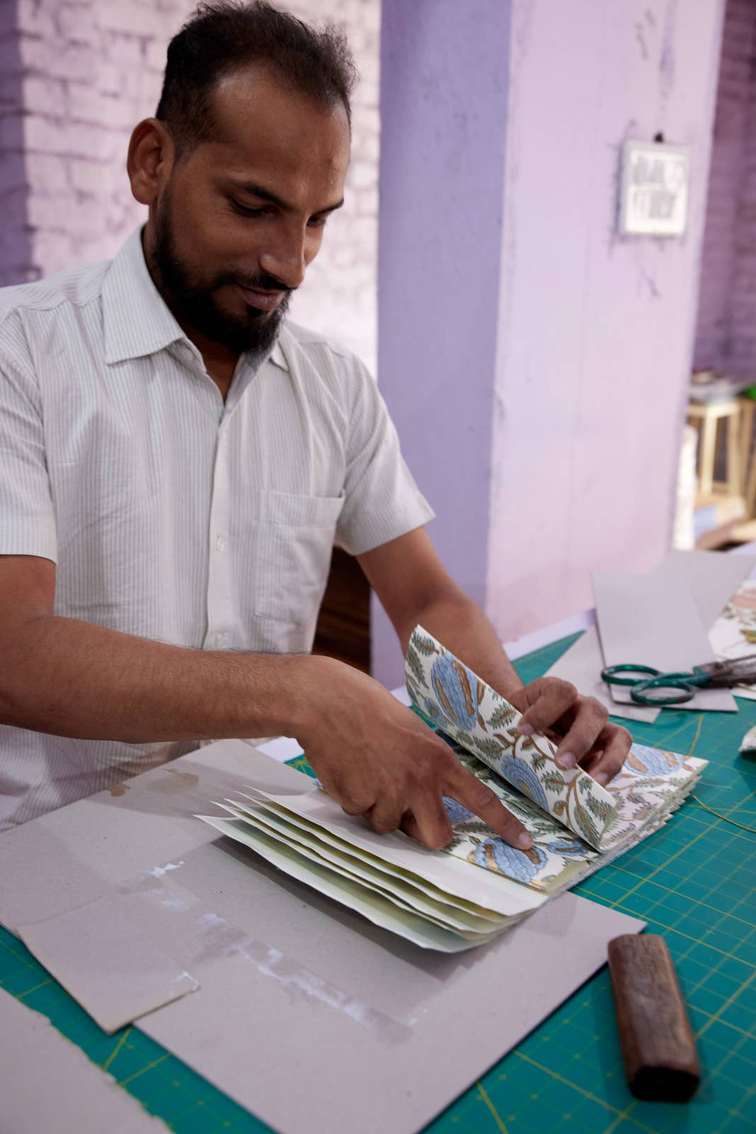 Hand Block Printed Gift Bags (Large) - Blue Stone - Chobham Flowers #