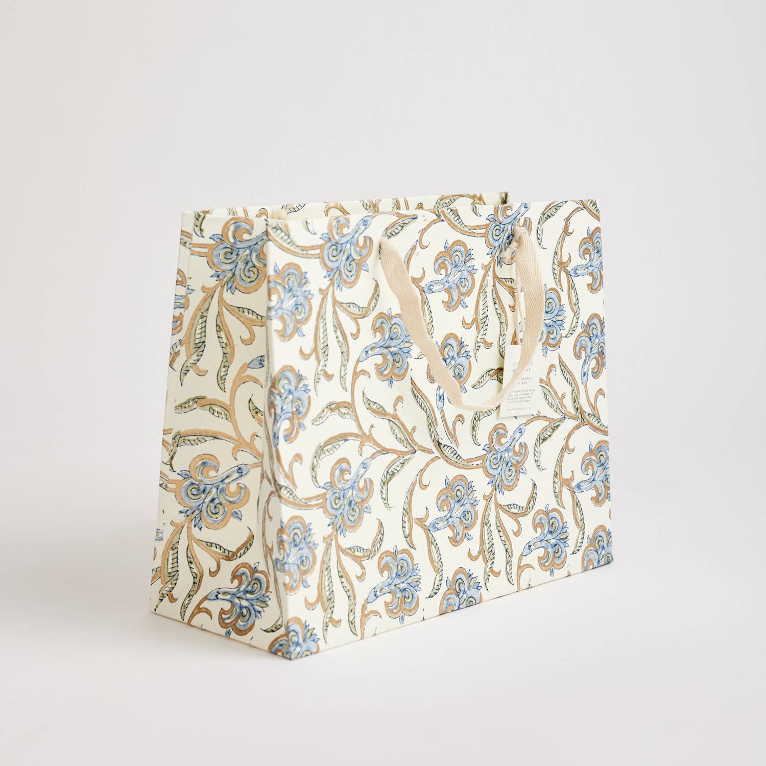 Hand Block Printed Gift Bags (Large) - Blue Stone - Chobham Flowers #