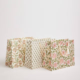 Hand Block Printed Gift Bags (Large) - Blush - Chobham Flowers #