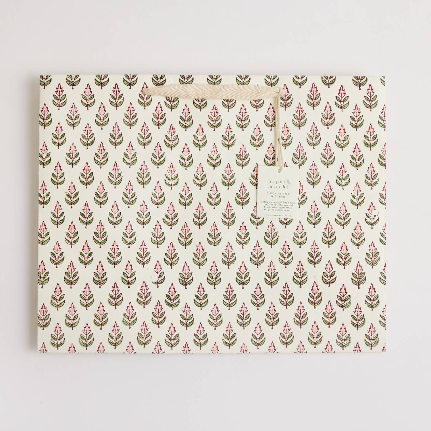 Hand Block Printed Gift Bags (Large) - Blush - Chobham Flowers #