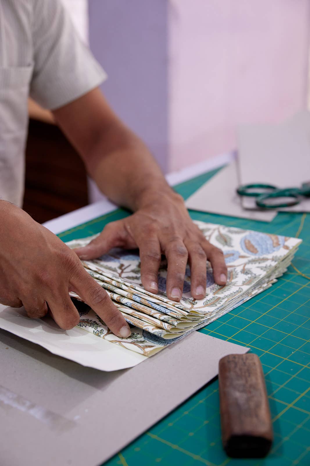 Hand Block Printed Gift Bags (Medium) - Blue Stone - Chobham Flowers #