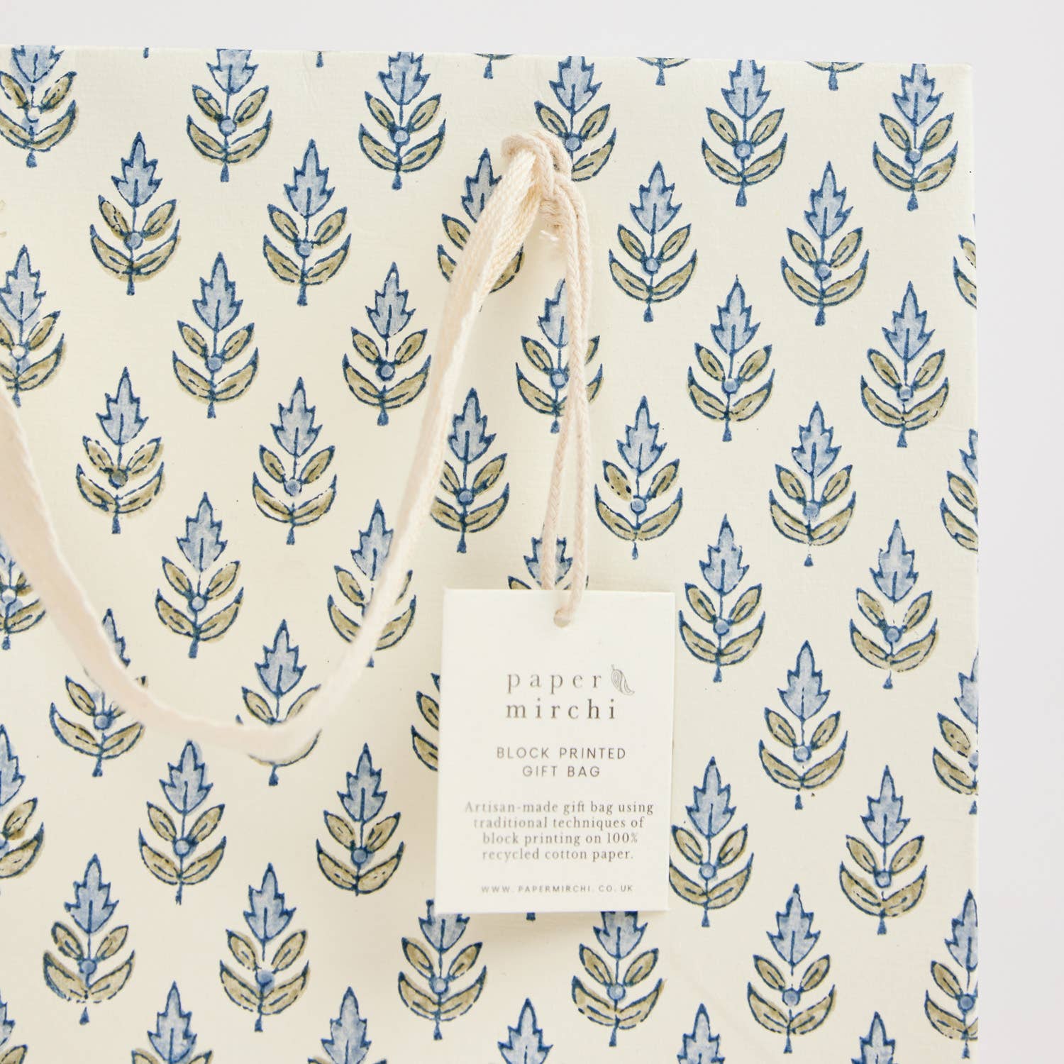 Hand Block Printed Gift Bags (Medium) - Blue Stone - Chobham Flowers #