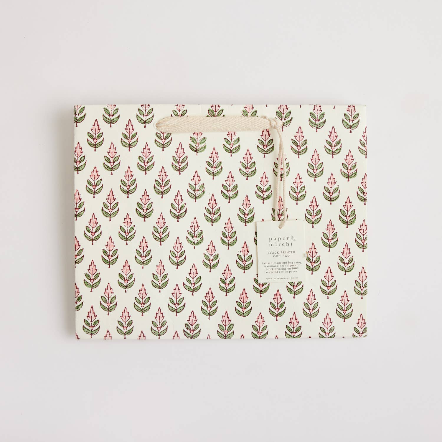 Hand Block Printed Gift Bags (Medium) - Blush - Chobham Flowers #