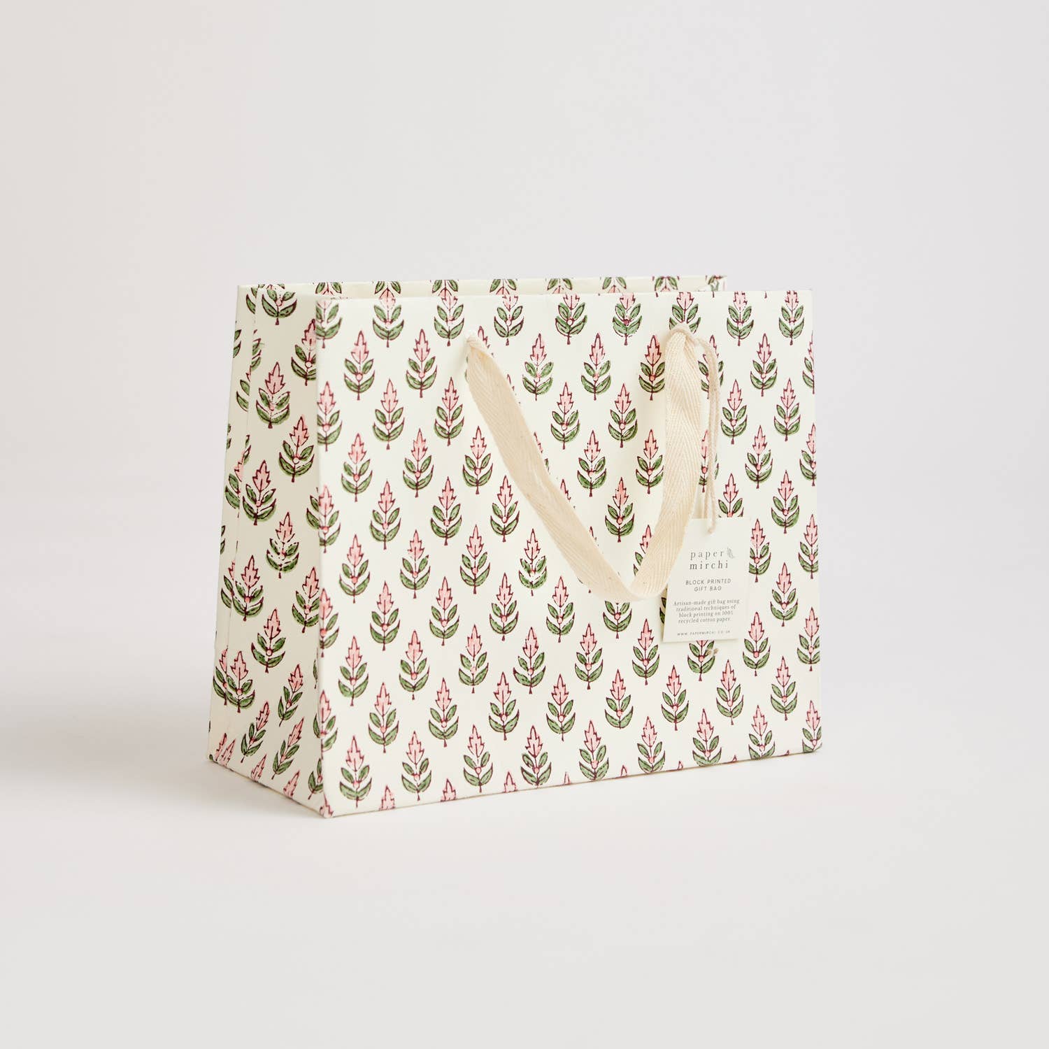 Hand Block Printed Gift Bags (Medium) - Blush - Chobham Flowers #