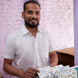 Hand Block Printed Gift Bags (Small) - Blue Stone - Chobham Flowers #