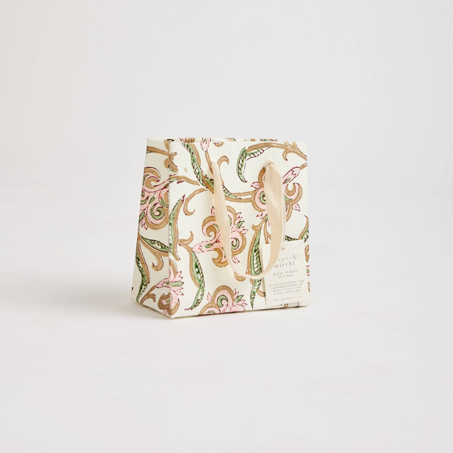 Hand Block Printed Gift Bags (Small) - Blush - Chobham Flowers #