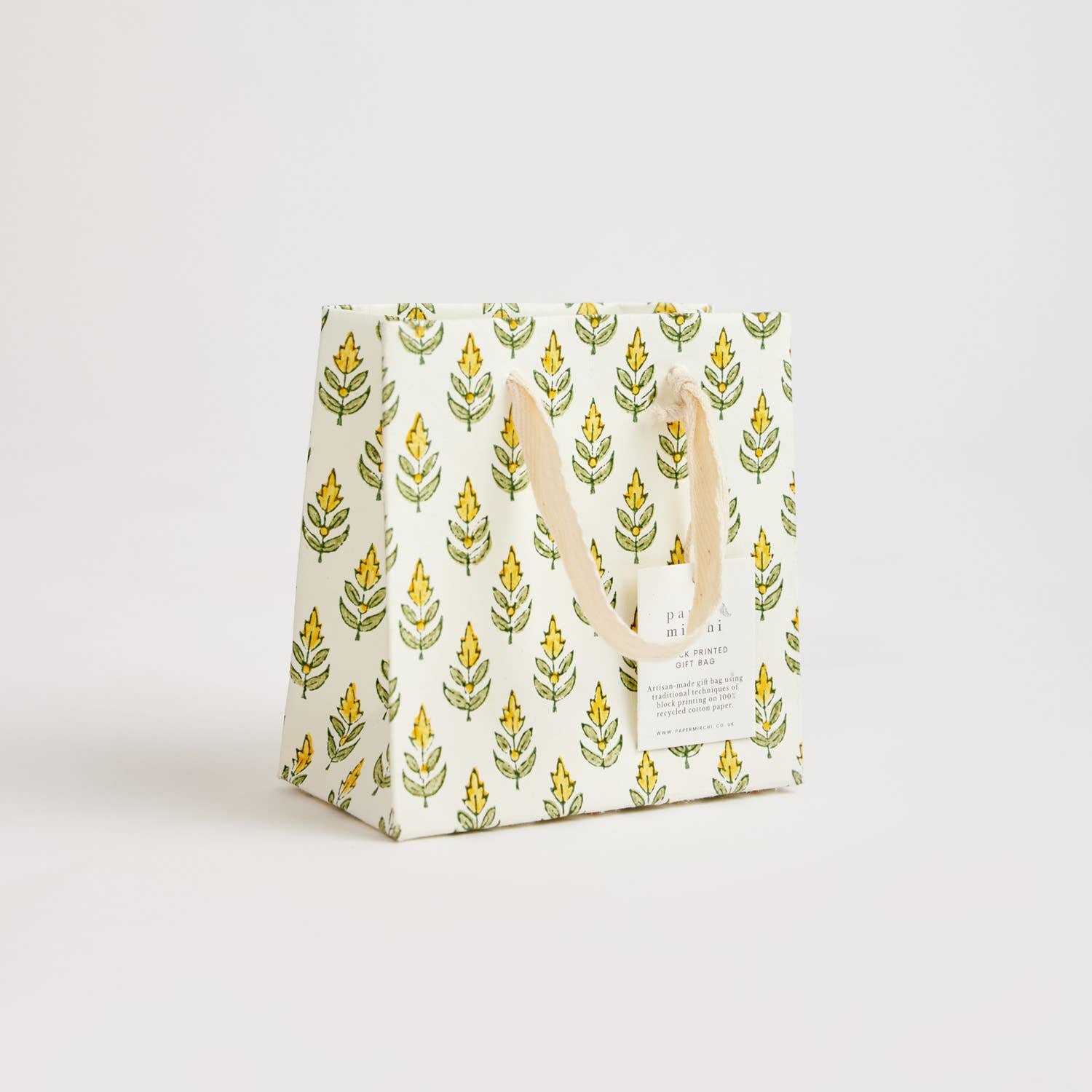 Hand Block Printed Gift Bags (Small) - Sunshine - Chobham Flowers #