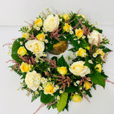 Yellow & Cream Rose Wreath | Funeral Flowers