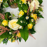 Yellow & Cream Rose Wreath | Funeral Flowers
