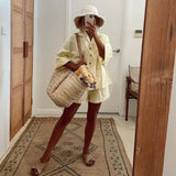 STRAW BAG Handmade Moroccan Basket with Leather - Chobham Flowers #