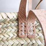 STRAW BAG Handmade with leather, French Market Basket - Chobham Flowers #Brown