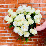 White Rose Handtied Bouquet - Chobham Flowers #Medium -10 Stems