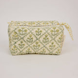 Organic Cotton Toiletry Bag (Medium) - Floral Lattice Buttercream