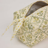 Organic Cotton Toiletry Bag (Medium) - Floral Lattice Buttercream