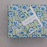 Block Printed Wrapping Paper Sheets - Lotus Indigo