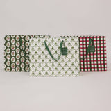 Block Printed Gift Bags (Large) - Holly Green