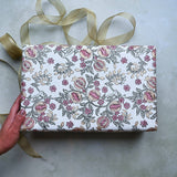 Block Printed Wrapping Paper Sheets - Pomegranate Pink Earth