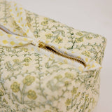 Organic Cotton Toiletry Bag (Medium) - Floral Lattice Buttercream