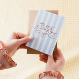 'Happy Birthday to You’ Blue Stripe + Gold Foil Card: Cellophane