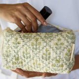 Organic Cotton Toiletry Bag (Medium) - Floral Lattice Buttercream