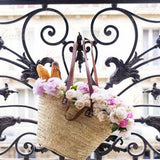 Straw tote bag, strap reusable grocery bag, woven bag