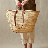 Straw tote bag, strap reusable grocery bag, woven bag