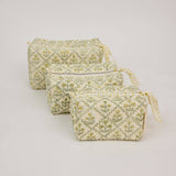Organic Cotton Toiletry Bag (Medium) - Floral Lattice Buttercream