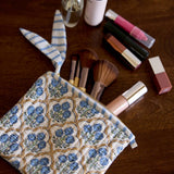 Organic Cotton Zipped Pouch Set 2pk - Floral Indigo
