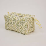 Organic Cotton Toiletry Bag (Medium) - Floral Lattice Buttercream