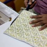 Organic Cotton Toiletry Bag (Medium) - Floral Lattice Buttercream