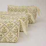 Organic Cotton Toiletry Bag (Medium) - Floral Lattice Buttercream