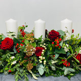 Red Rose & Berry | Fresh Christmas Table Arrangement