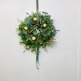 Elegant Olive & Ivory Winter Wreath | Fresh Christmas Door Wreath