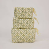 Organic Cotton Toiletry Bag (Medium) - Floral Lattice Buttercream