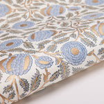 Block Printed Wrapping Paper Sheets-Marigold Glitz BlueStone - Chobham Flowers #