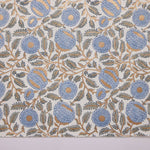 Block Printed Wrapping Paper Sheets-Marigold Glitz BlueStone - Chobham Flowers #