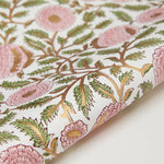 Block Printed Wrapping Paper Sheets - Marigold Glitz Blush - Chobham Flowers #