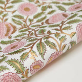 Block Printed Wrapping Paper Sheets - Marigold Glitz Blush - Chobham Flowers #