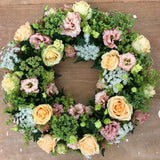 Country Peach Wreath - Funeral Flowers - Chobham Flowers #14 Inch