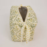 Organic Cotton Toiletry Bag (Medium) - Floral Lattice Buttercream