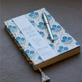 Block Printed Ruled Notebook (A5) - Trellis Indigo