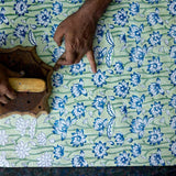 Block Printed Wrapping Paper Sheets - Lotus Indigo