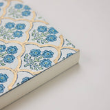 Block Printed Ruled Notebook (A5) - Trellis Indigo