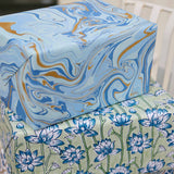 Block Printed Wrapping Paper Sheets - Lotus Indigo