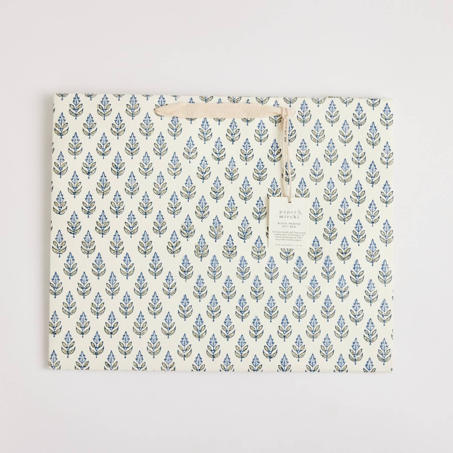 Hand Block Printed Gift Bags (Large) - Blue Stone - Chobham Flowers #