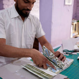 Hand Block Printed Gift Bags (Large) - Blue Stone - Chobham Flowers #